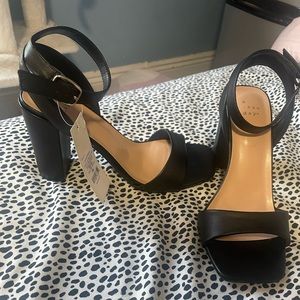 Wide Width square toe sandal heels